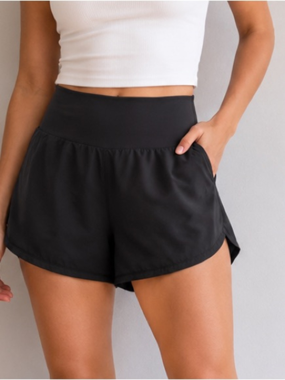 Black High Waisted Athletic Running Shorts | Built-In Liner | Size Small